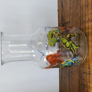 80's Dinosaur Themed Glass Carafe 9" Tall